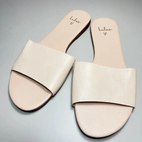 Lulu's Tara Off White Nappa Leather Slide Sandals - Picture 3 of 6